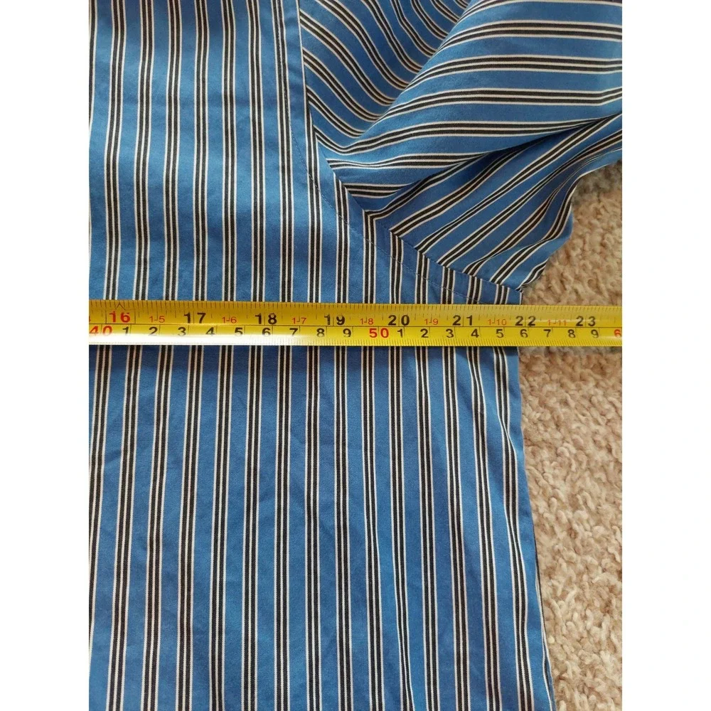Lauren Ralph Lauren Women's Blue Striped Cotton Button Down Shirt Size Large